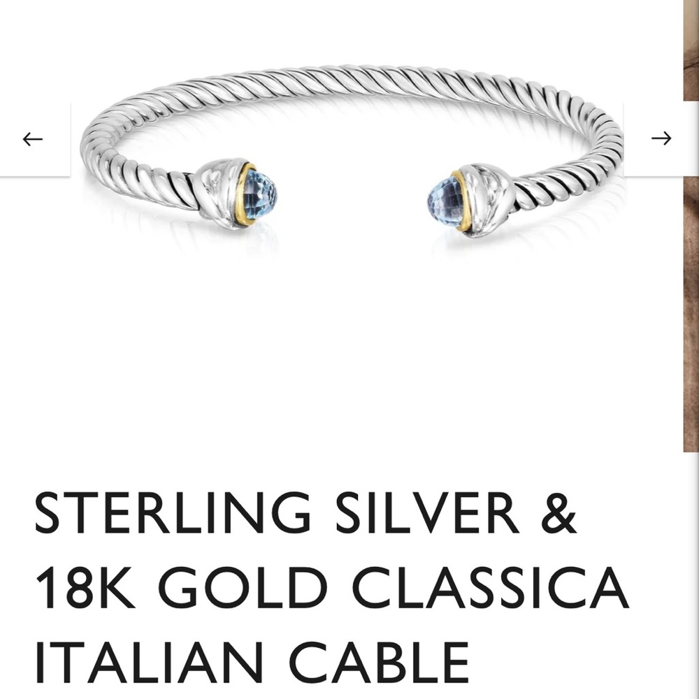 Phillip Gavriel Diamond Blue Topaz Popcorn Bracelet 18K Gold & Sterling Silver